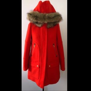 J. Crew Chateau Parka Vibrant Flame Red Size 2 NWOT